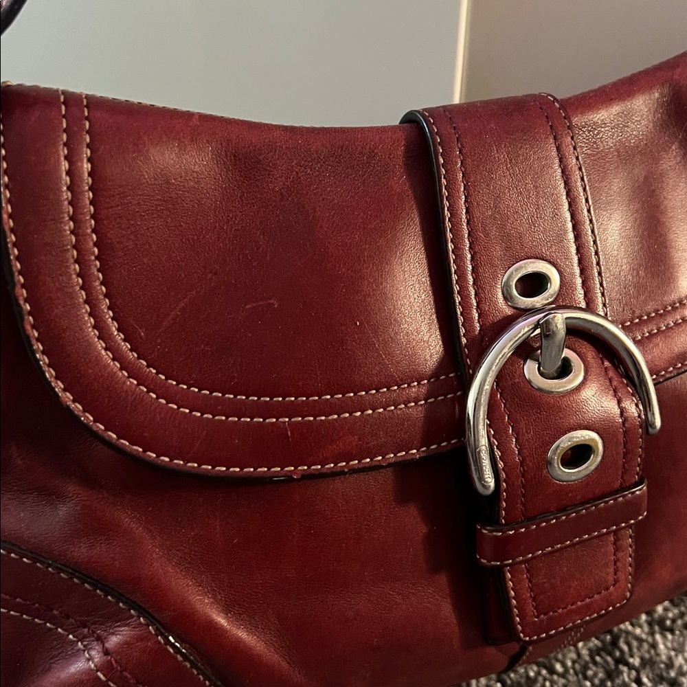 🍒 Rare Vintage Red Coach Soho with Buckle - Picture 3 of 11